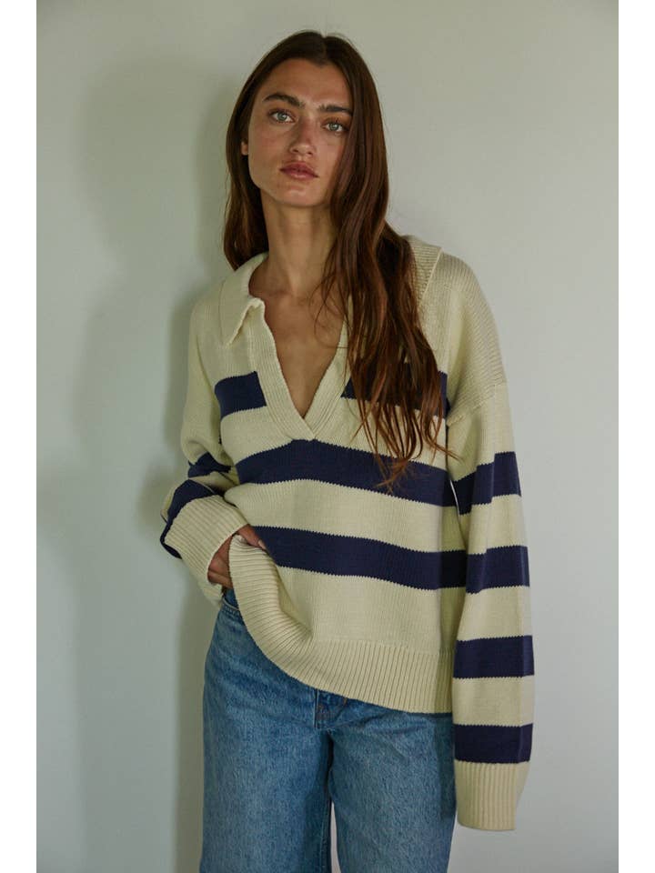 Irena Pullover - Cream/Navy