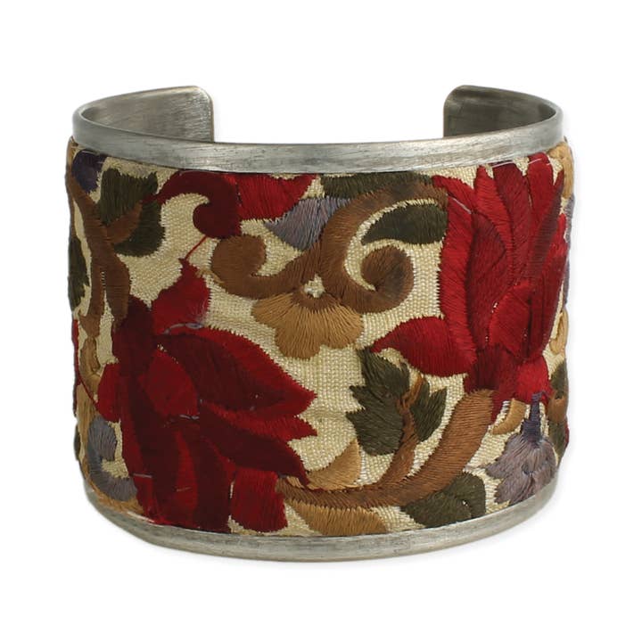 Embroidered Cuff - Red Flower