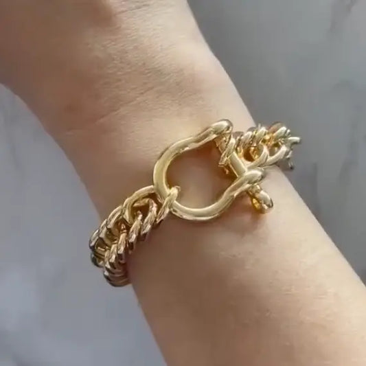 Horse Bit Carabiner Bracelet - Gold