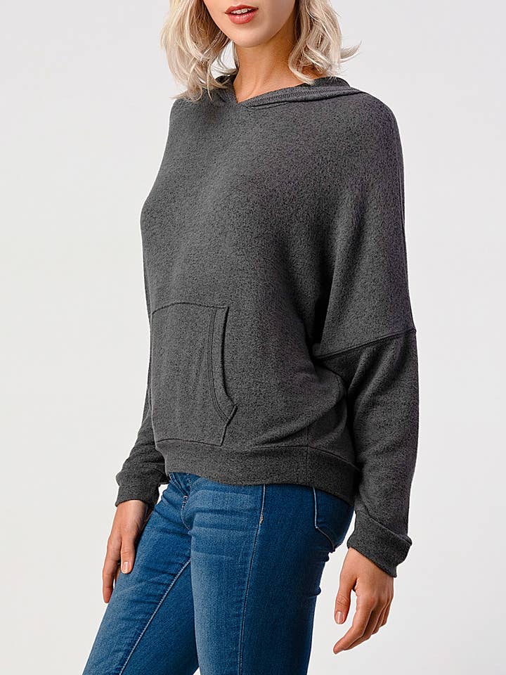 Brushed Knit Hoodie - Dark Charcoal