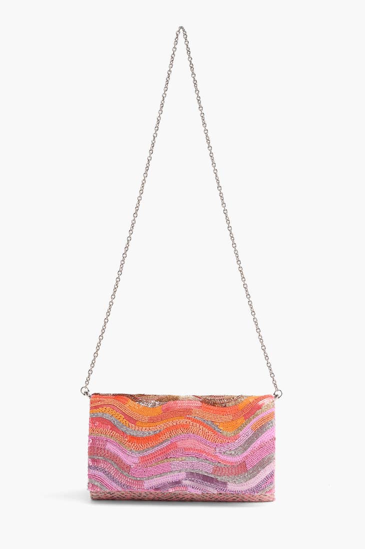 Ombre Embellished Flap Clutch