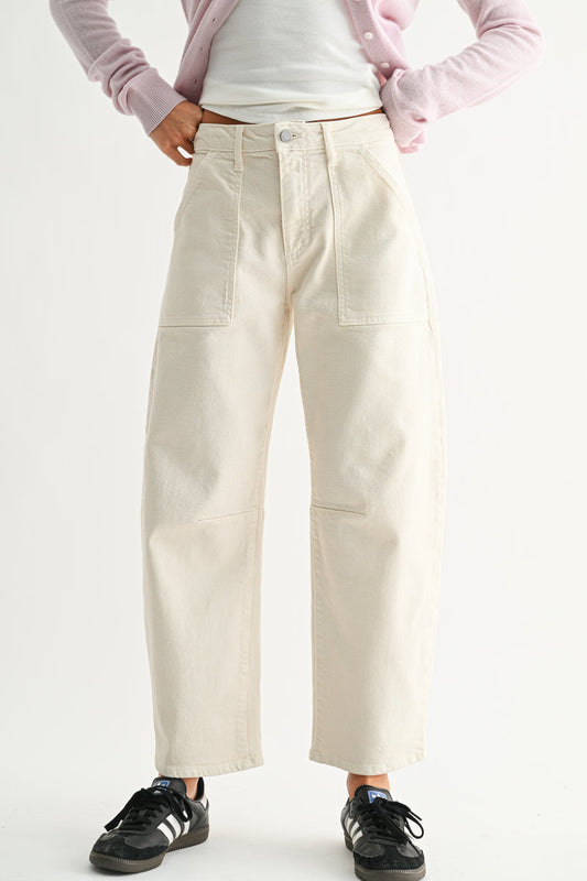 Utility Seamed Barrel Jean - Ecru