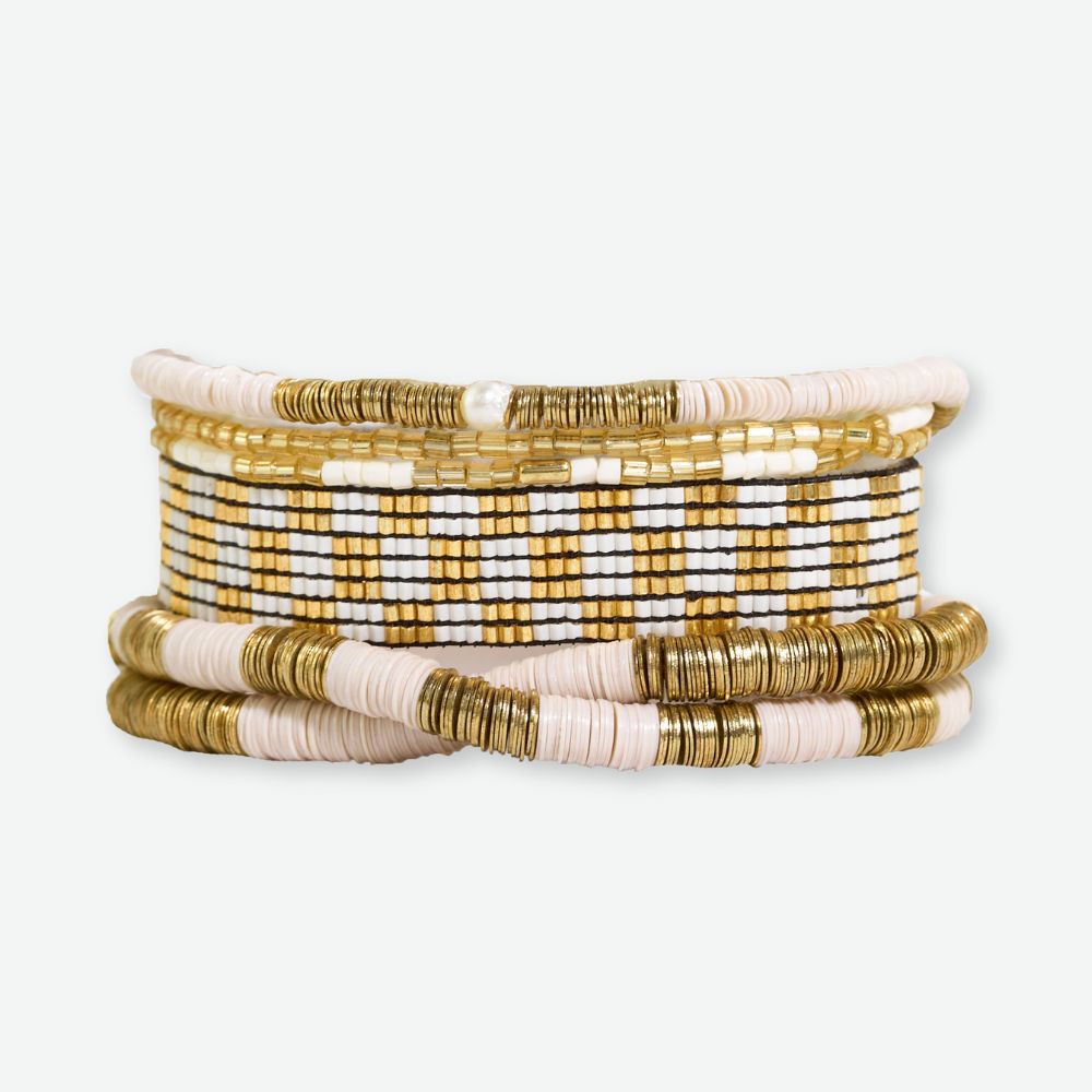 Mixed Bracelet Seven Stack - Gold