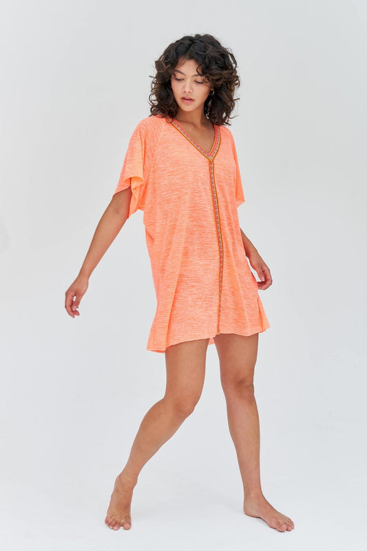 Mini Abaya Dress - Coral