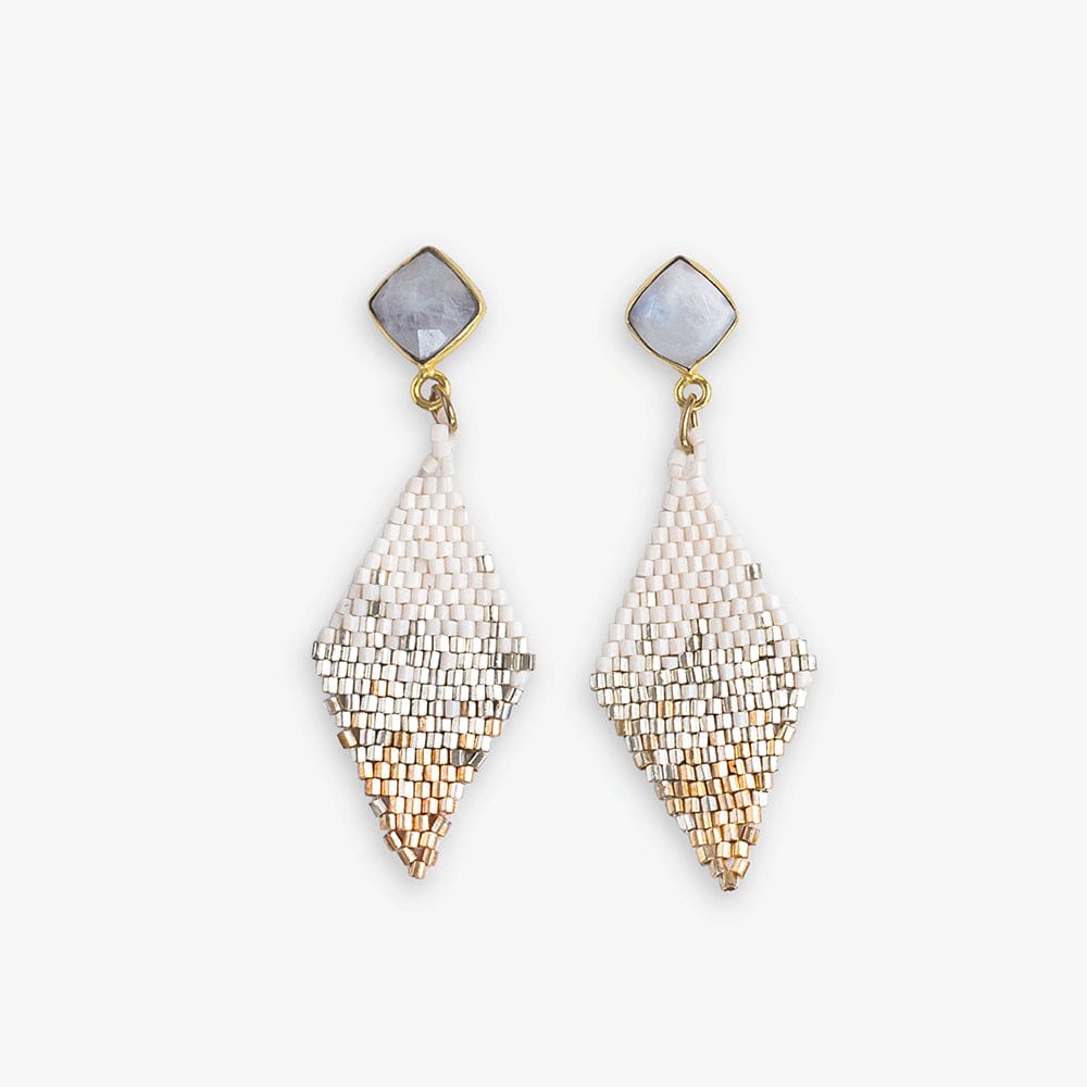 Sky Diamond Drop Stone Beaded Earrings - St. Moritz