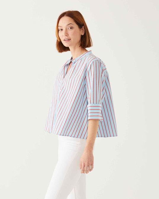 Editor Swing Shirt - Striped Blue