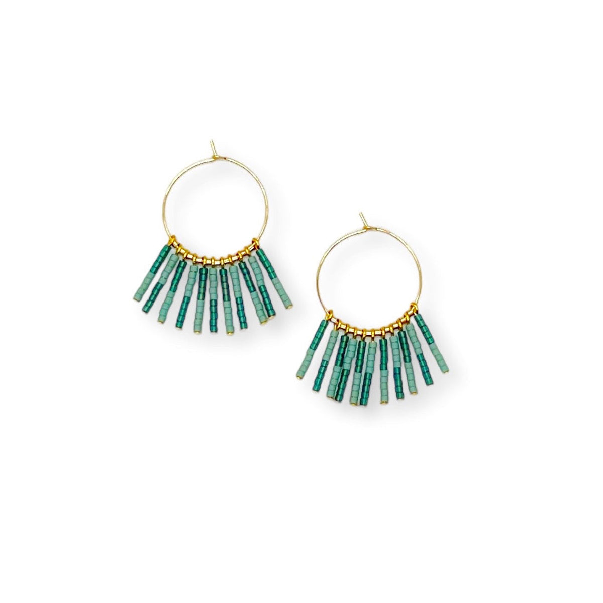 Dusk Fringe Hoop Earrings - Turquoise