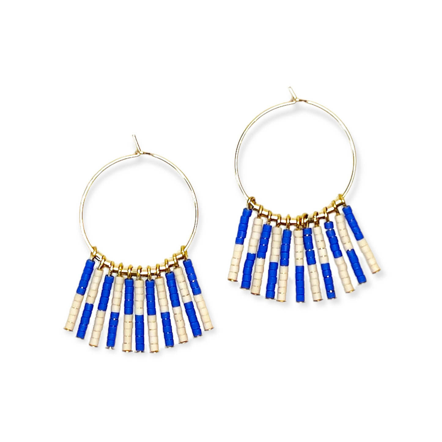 Kaleid Fringe Hoop Earrings - Periwinkle & Cream