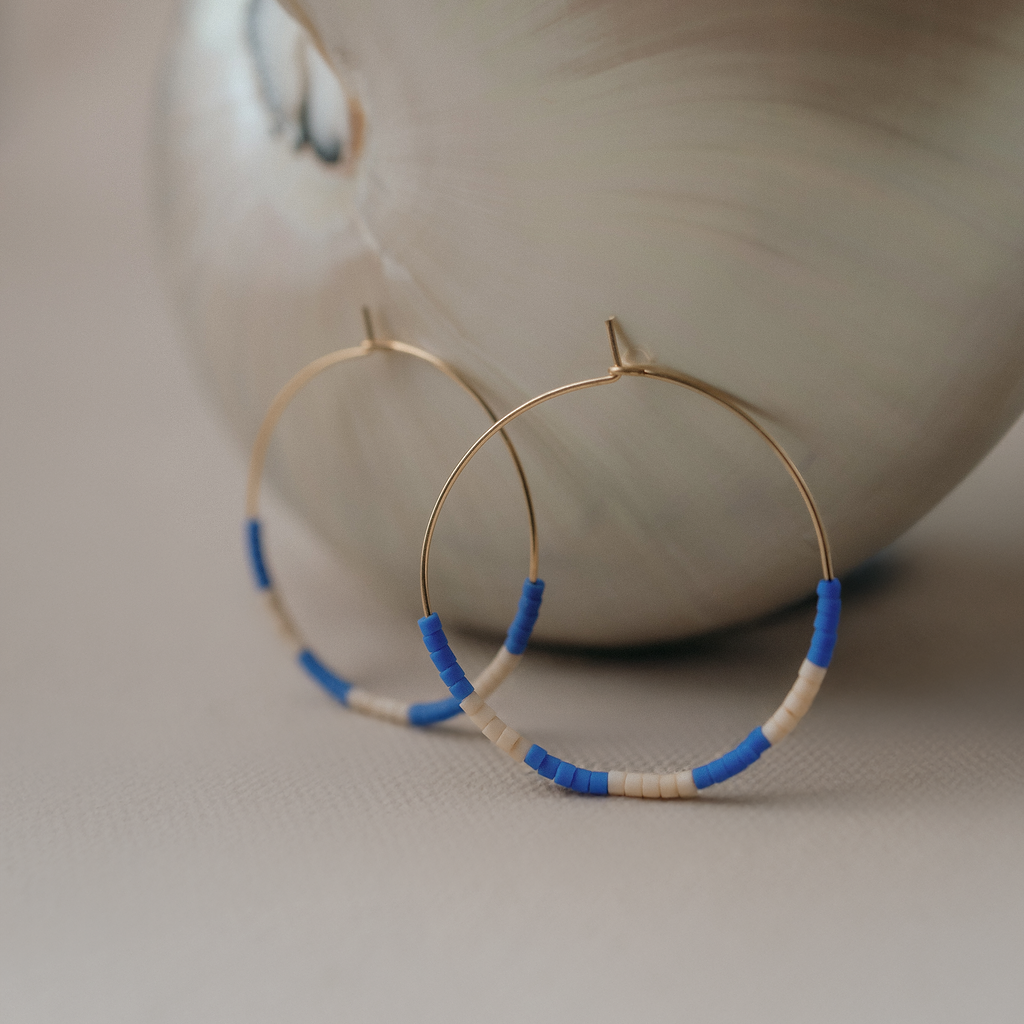 Kaleid Hoop Earrings- Periwinkle & Cream