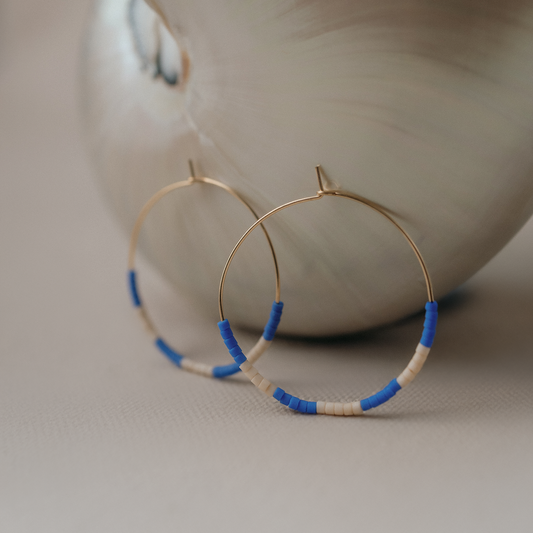 Kaleid Hoop Earrings- Periwinkle & Cream