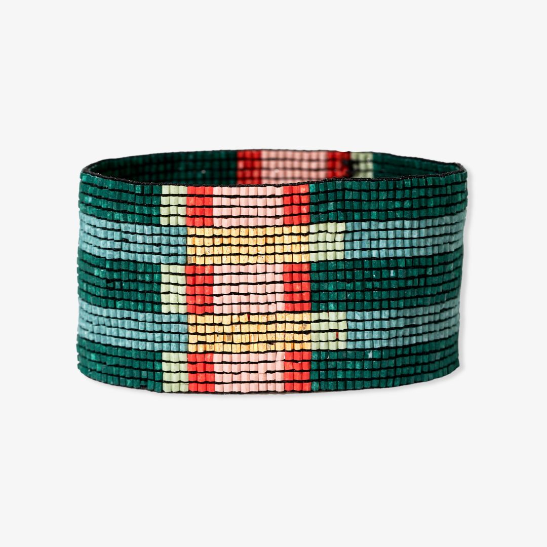 Brooklyn Rectangles Stretch Bracelet - Teal & Poppy