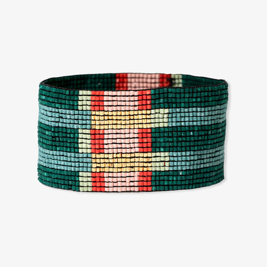 Brooklyn Rectangles Stretch Bracelet - Teal & Poppy