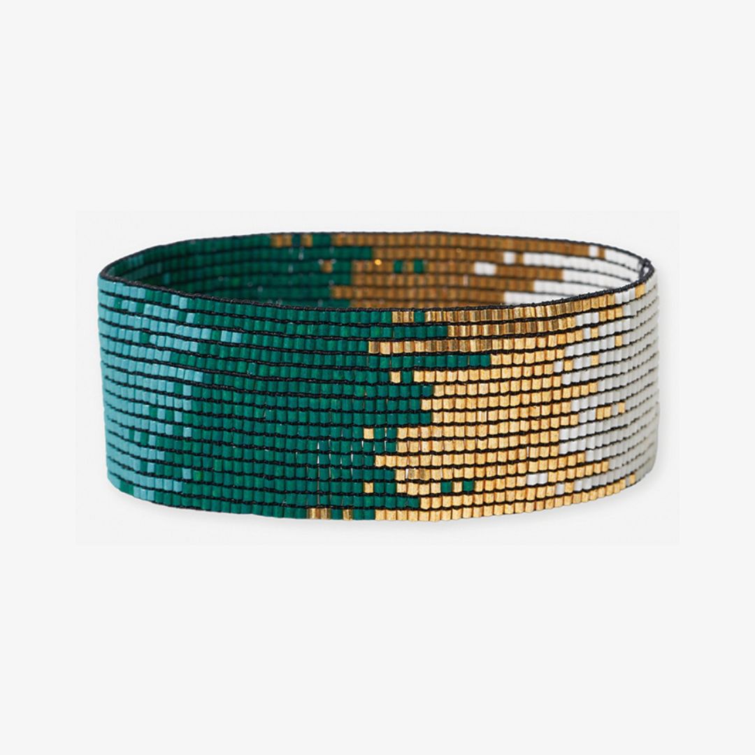 Kenzie Beaded Stretch Bracelet -  Emerald Green