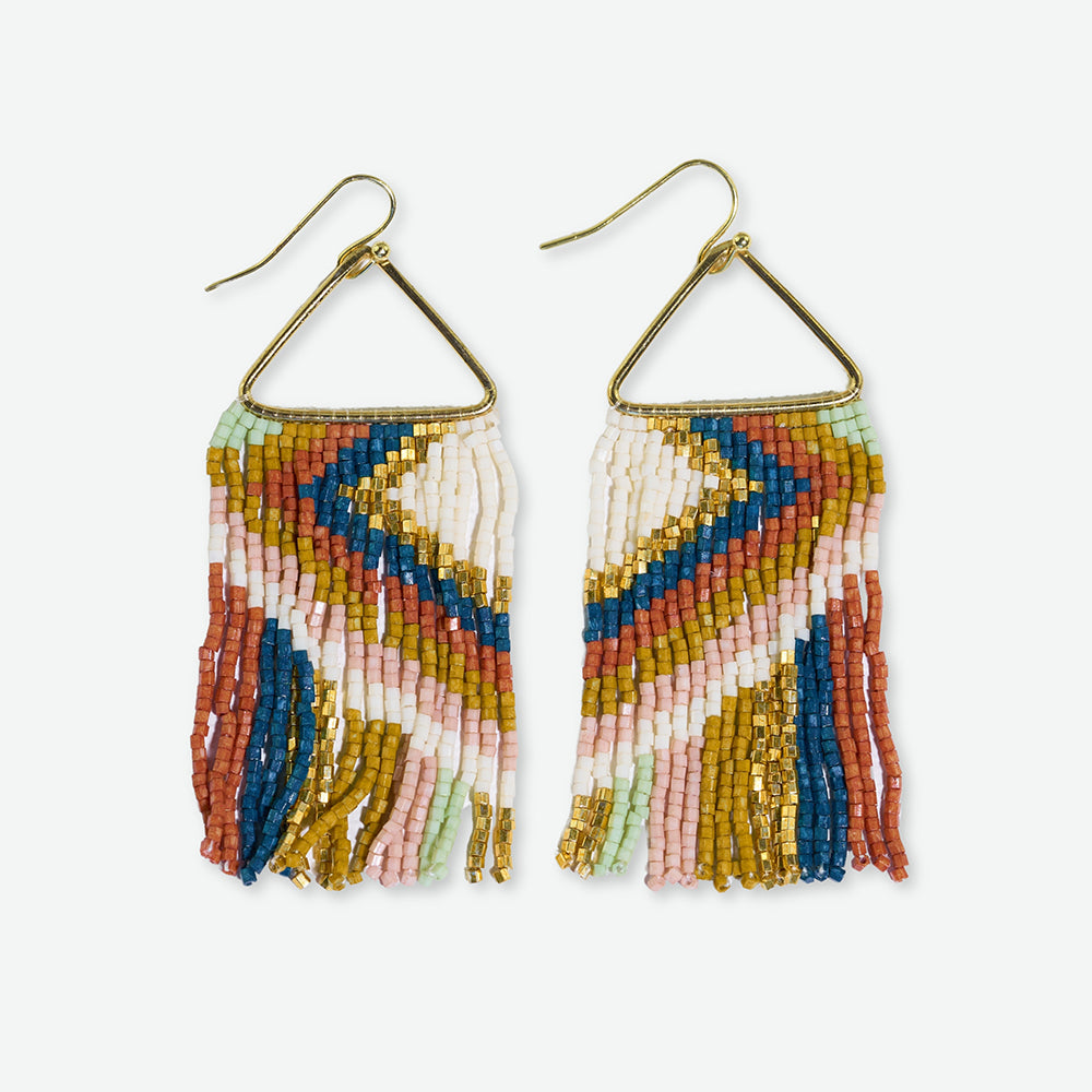 Paige Beaded Fringe Earrings - Desert