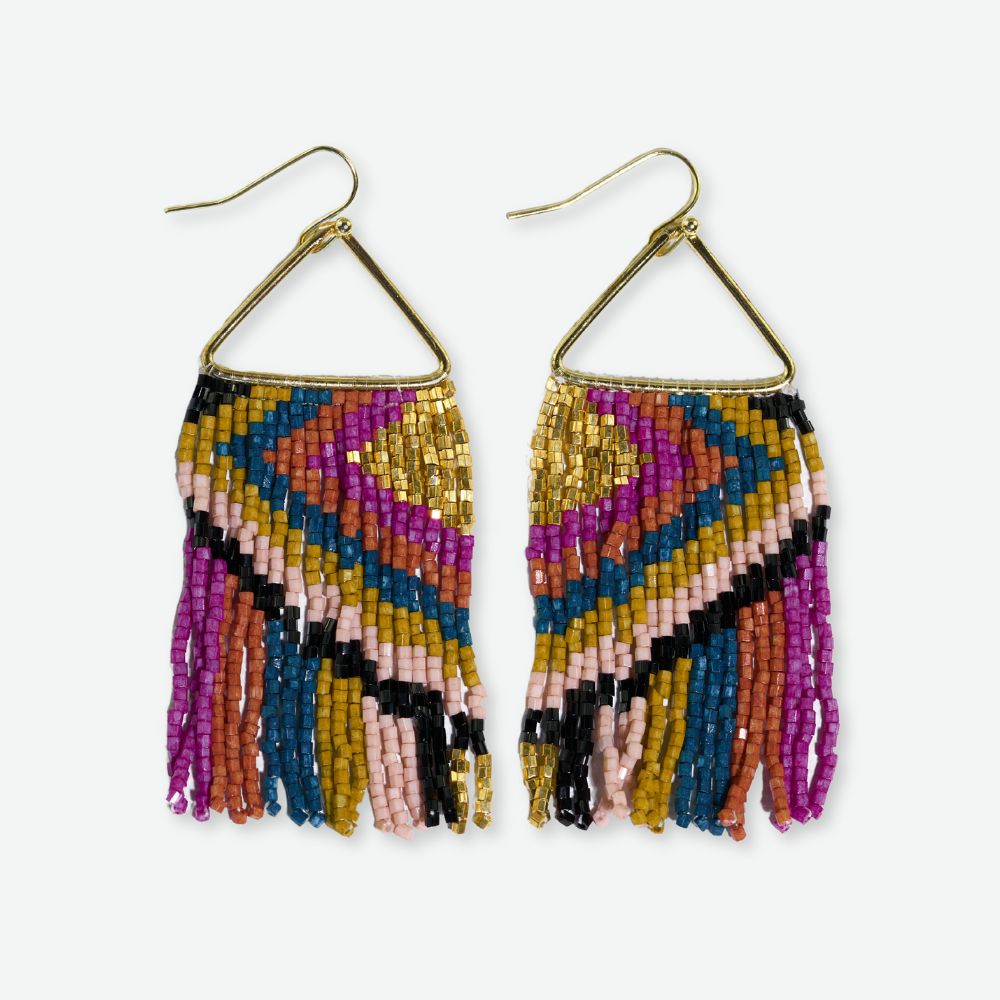 Paige Beaded Fringe Earrings - Jewel