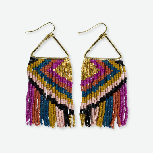 Paige Beaded Fringe Earrings - Jewel