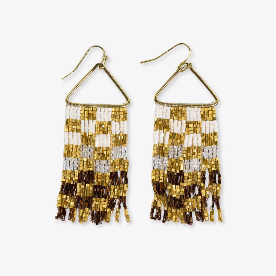 Paige Beaded Fringe Earrings - Mixed Metallic