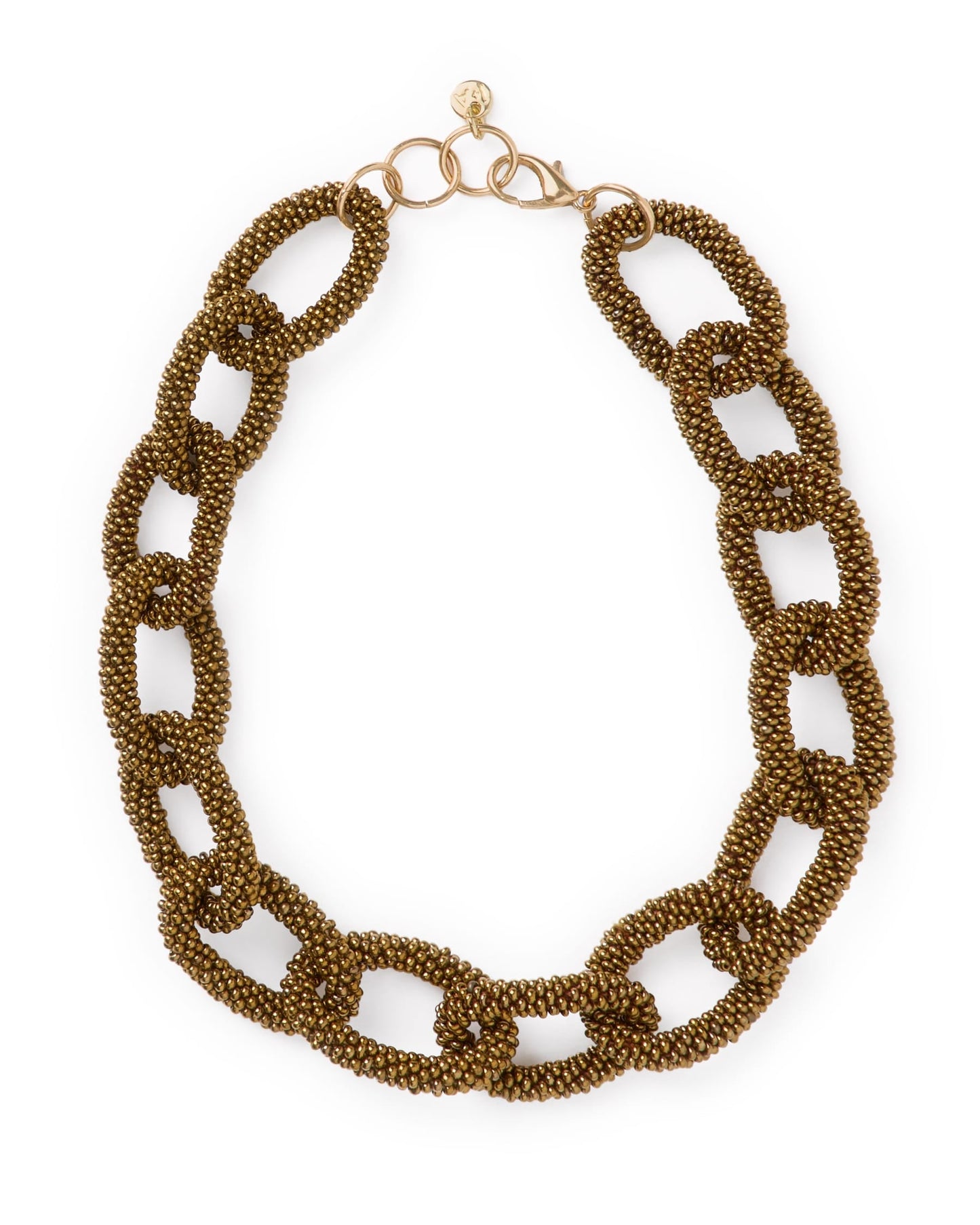 Jenna Chain Link Beaded Necklace - Gold