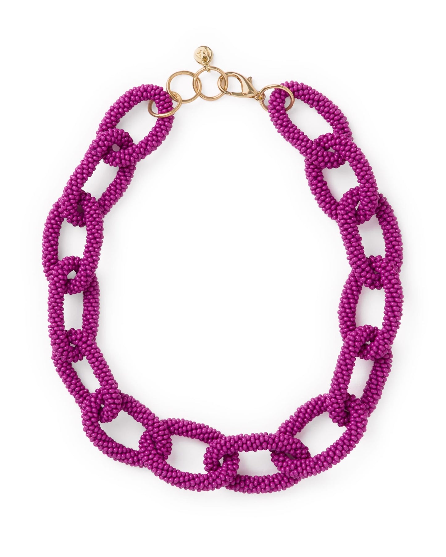 Jenna Chain Link Beaded Necklace - Magenta