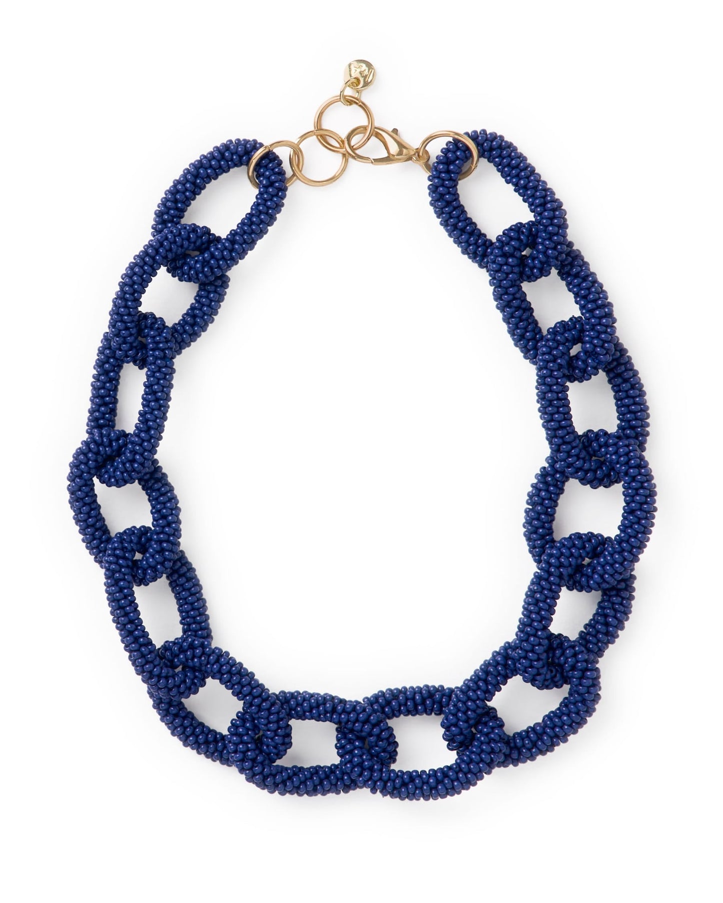 Jenna Chain Link Beaded Necklace - Navy