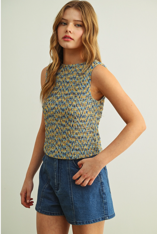Sleeveless Knit Top - Aqua Marble