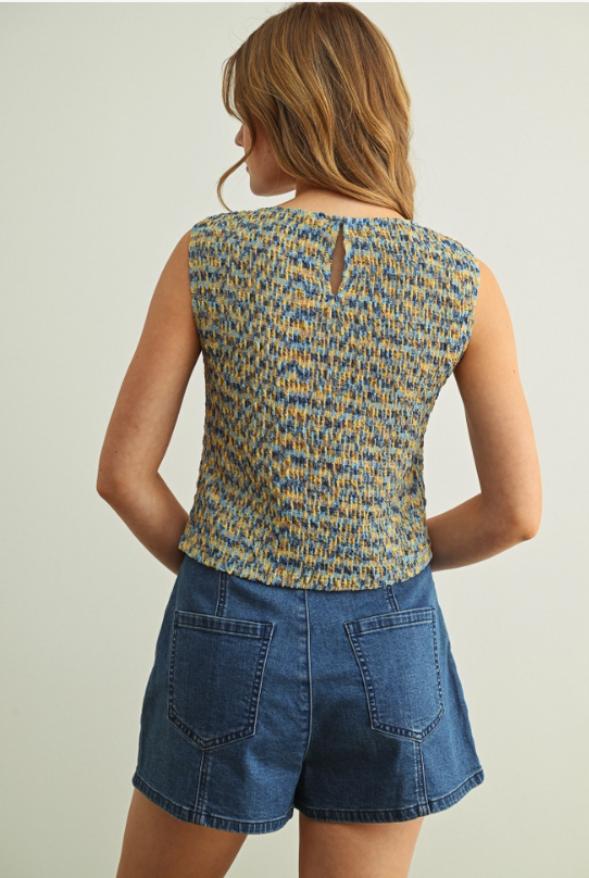 Sleeveless Knit Top - Aqua Marble