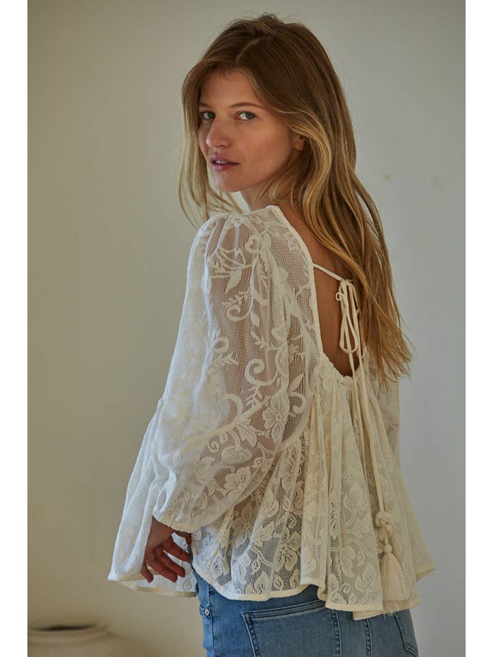 Open Back Lace Top - Ivory