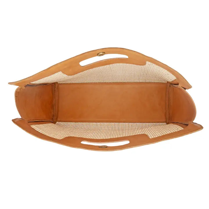 Cannes Rattan Top Handle Bag - Tan