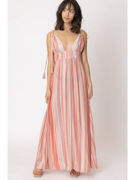 Striped Maxi Dress - Blush Multi