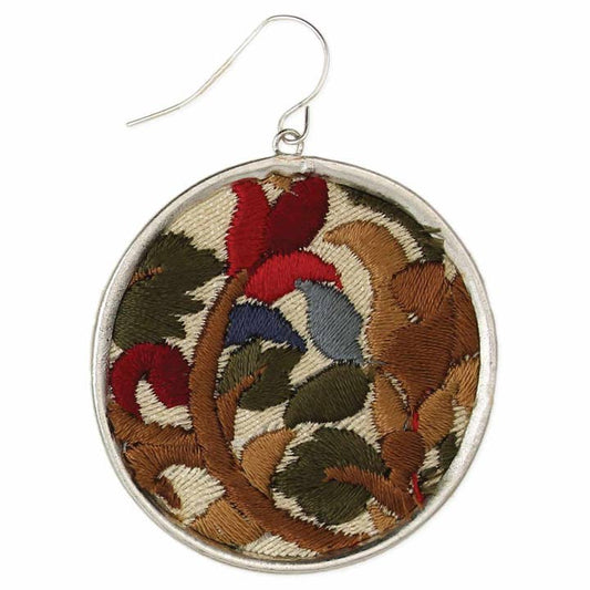 Embroidered Earrings - Red Flower