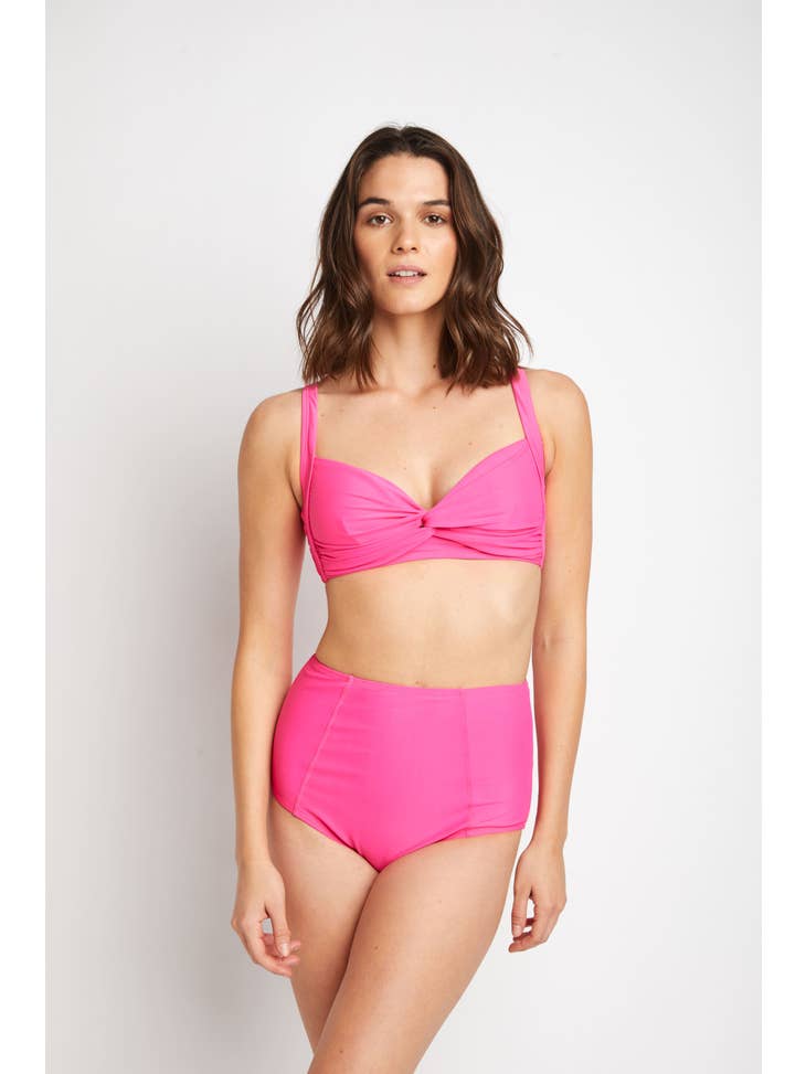 High Waisted Crossed Swimsuit - Pink