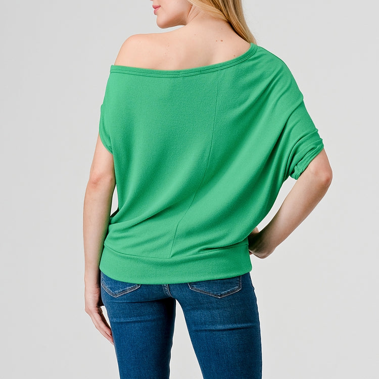 Off The Shoulder Tee - Kelly Green - FINAL SALE