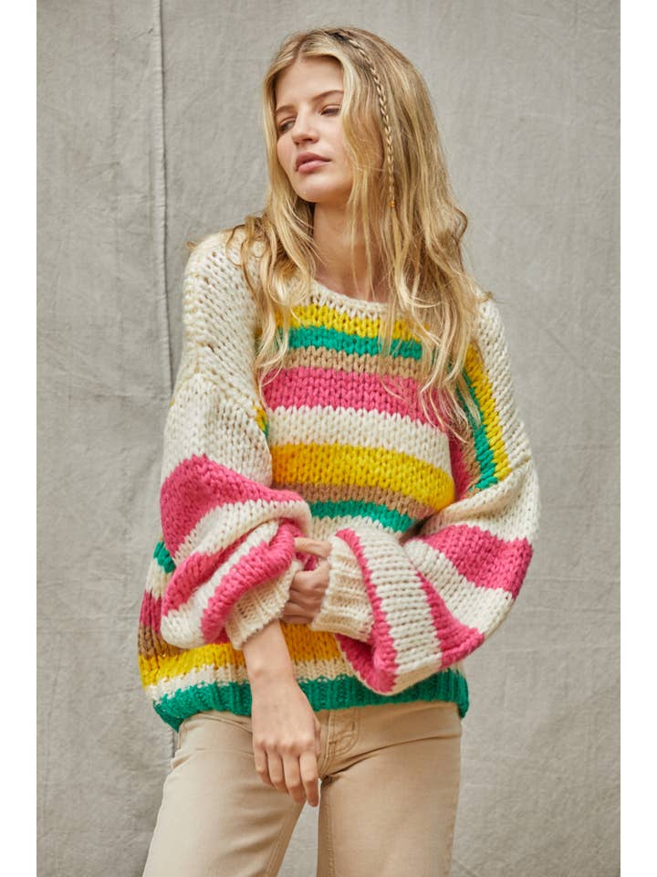 Monte Stripe Sweater - Ivory Multi