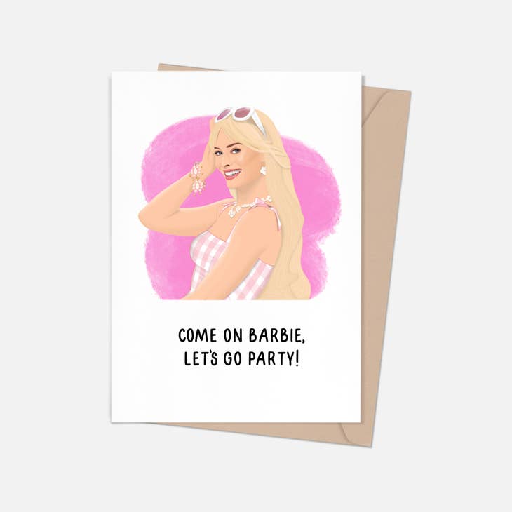 Let's Go Party Barbie Card