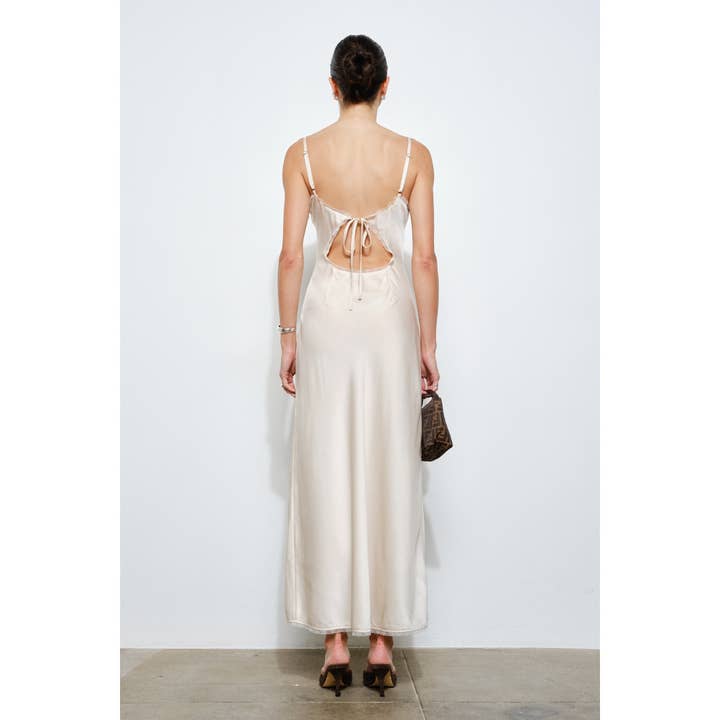 Genevieve Open Back Slip Dress - Ivory
