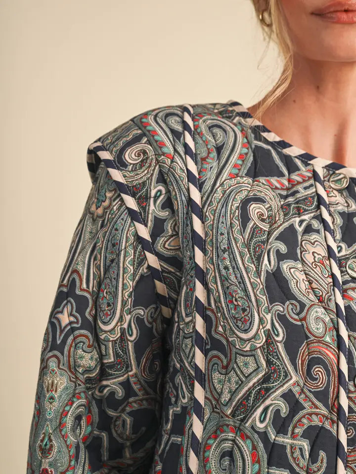 Paisley Quilted Jacket - Navy Multi