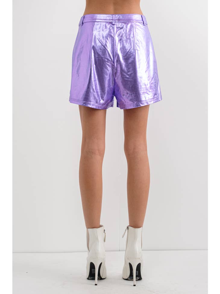 Metallic Shorts - Purple