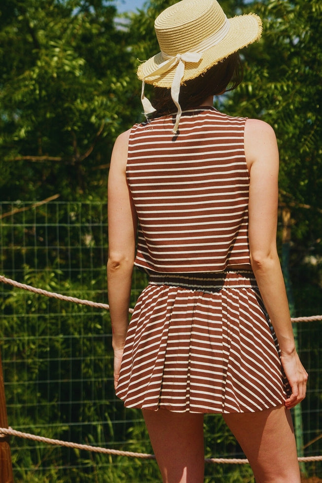 Stripe Mini Skirt - Brown/Cream