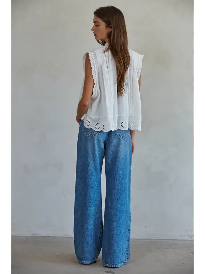 Eyelet Sleeveless Top - Off White
