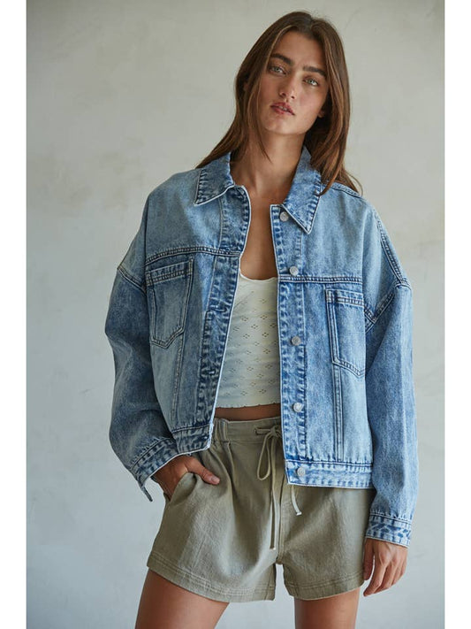 Oversized Denim Jacket - Washed Denim