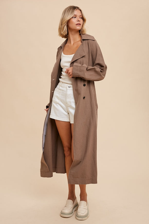 Long Line Trench Coat - Truffle