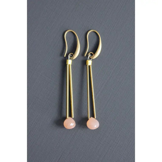 Pink Moonstone Geometric Earrings