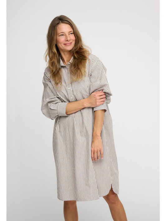 Relieve Shirtdress - Dark Taupe/Ecru