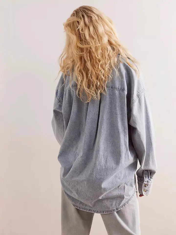 Long Sleeve Denim Shirt - Light Blue