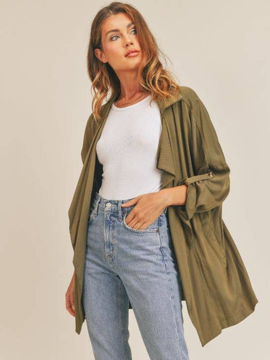 Jet Set Trench - Olive