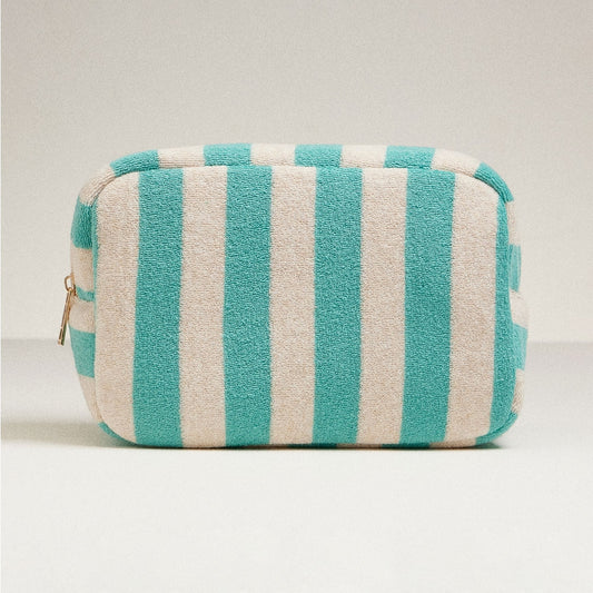 Striped Cosmetic Pouch - Green