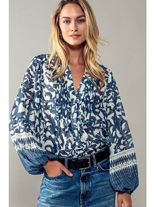 Floral Print Blouse - Blue