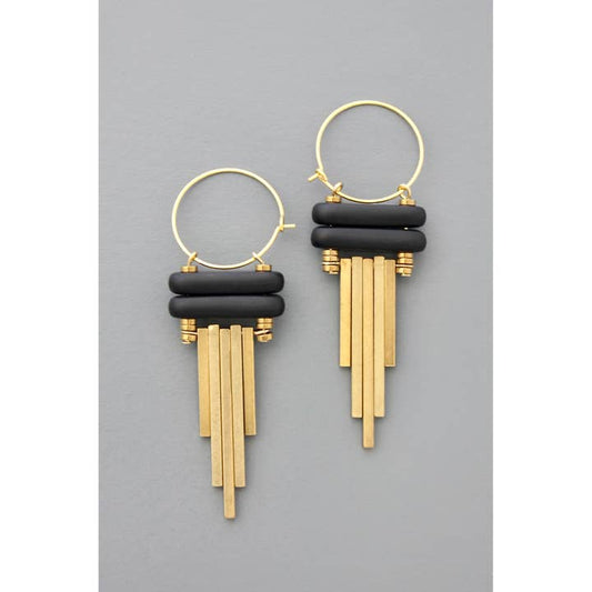 Art Deco Black Hoop Earrings