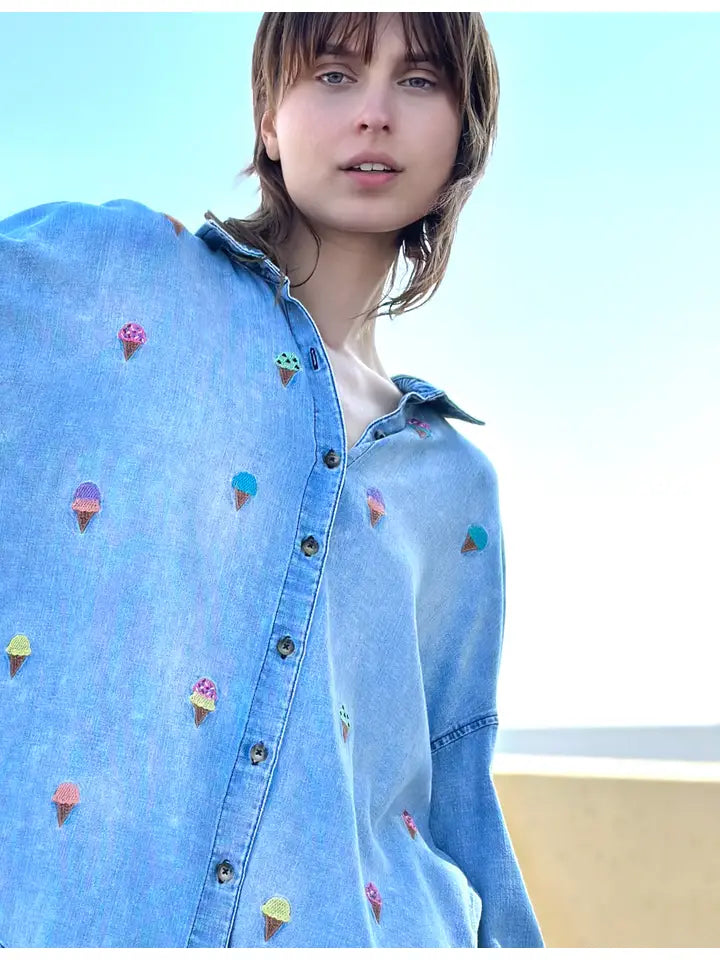 Embroidered Shirt - Ice Cream