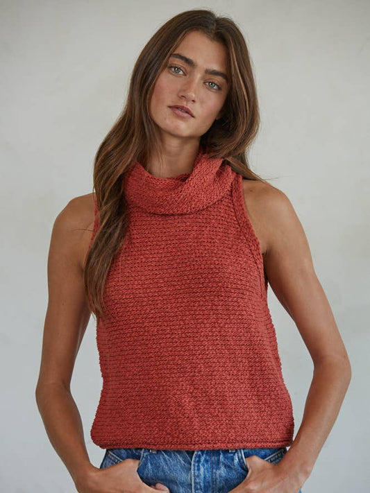 Salma Sweater Crop Top - Dusty Red